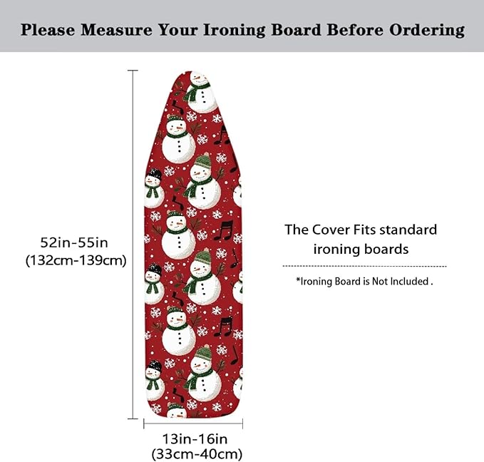 SEANATIVE Cute Snowman Ironing Board Cover Dust Proof and Stain Proof Ironing Board Protective Cover with Elastic Edges, 54x15 Inch