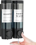 Shower Soap Dispenser Shampoo and Conditioner Dispenser 2 Chamber No Drill Wall-Mounted Shampoo Dispenser for Shower Wall Mounted Shower Dispenser for Bathroom Hotel Large Capacity,Black