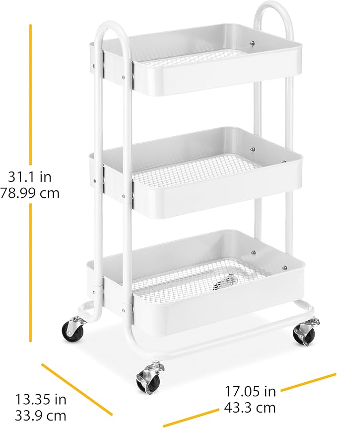 Whitmor 3-Tier Metal Cart, White