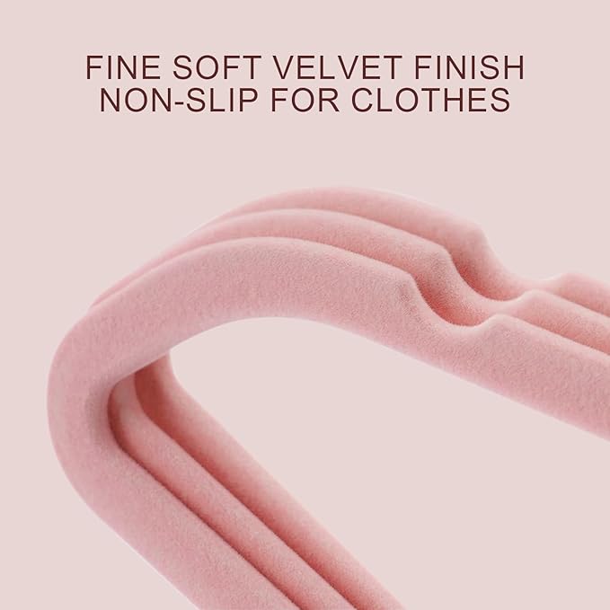 36 Packs Velvet Clothes Hangers, 17.3 Inches Non-Slip Skirt Hangers, Sturdy Dresses Hangers with Shoulder Notches, Space Saving Clothing Hangers for Adults Pink - Gold Hook