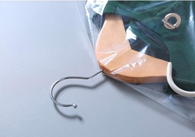 100 PCS Dry Cleaner Bags Plastic Clear 35.4 Inches Can be Hung Transparent Clothes Dust Cover