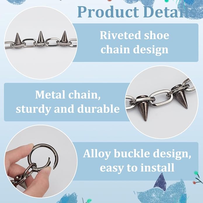FINGERINSPIRE Shoe Chains Heart Shape Shoe Chain Decoration with Iron Ring Shoe Charms Decoration Alloy Heart Boot Strap Chains for DIY Crafts Shoes Bags Clothes Decoration