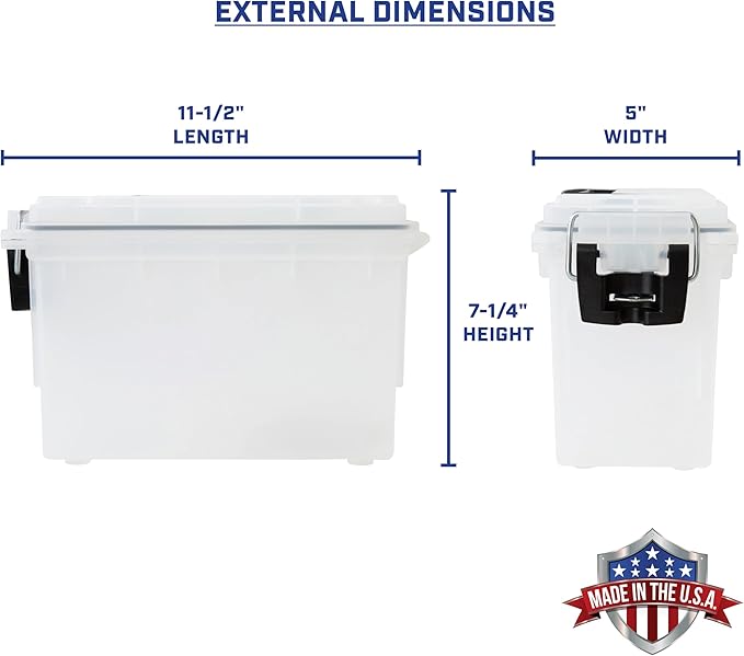 Sheffield 12793 2-Pack Ammo Storage Box, Stackable .30 Cal Field Boxes, Water and Dust Resistant, Lockable Storage Box with Handle, Secures Hunting Gear, Supplies, and Bullets, Made in USA, Frost