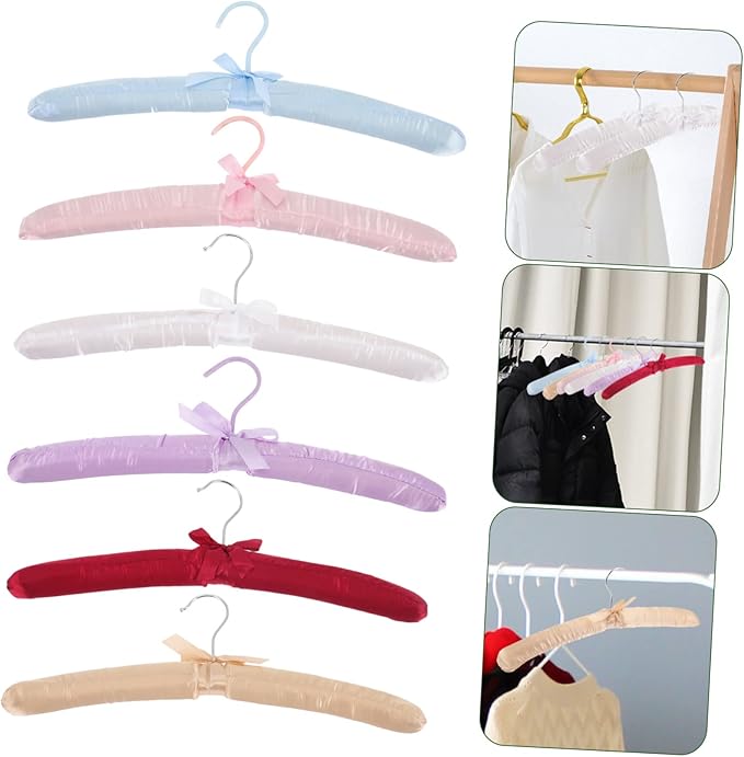 6pcs Padded Hangers Non- Satin Clothes Hangers for Sweaters and Space-Saving Design for Home Organization