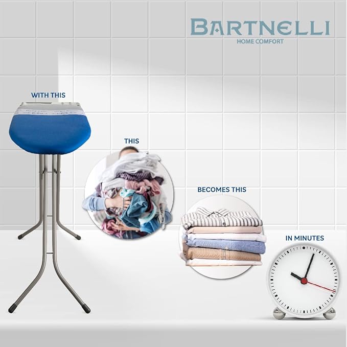 Bartnelli Heavy Duty Ironing Board 48x15 | Designed & Made in Europe with Patent Technology, Turbo & Park Zone