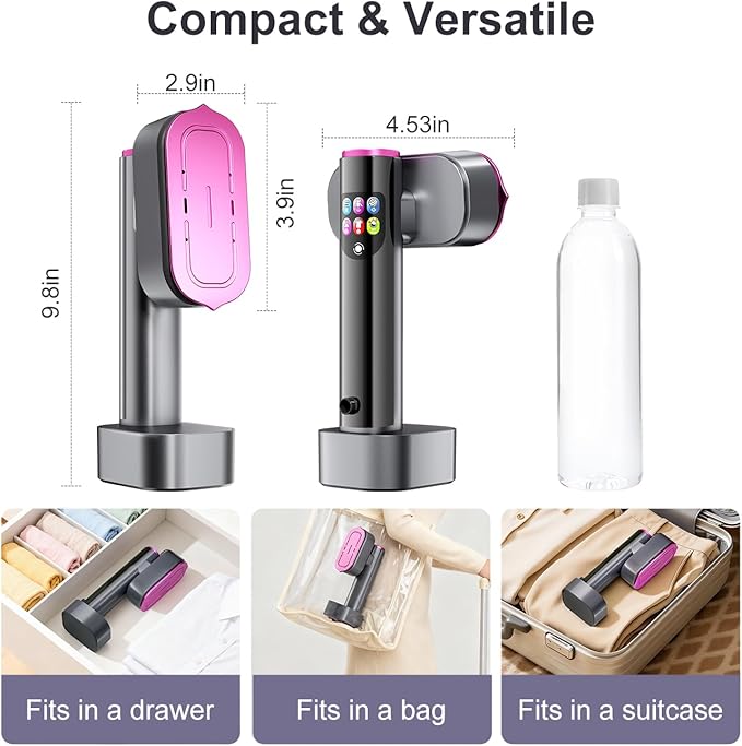 Travel steamer for Clothes,Portable Handheld Clothing Steamer,mini steam iron,190ml Big Capacity, 1200W, Strong Power, Fabric Quick Wrinkle Remover for Home, Office, Travel