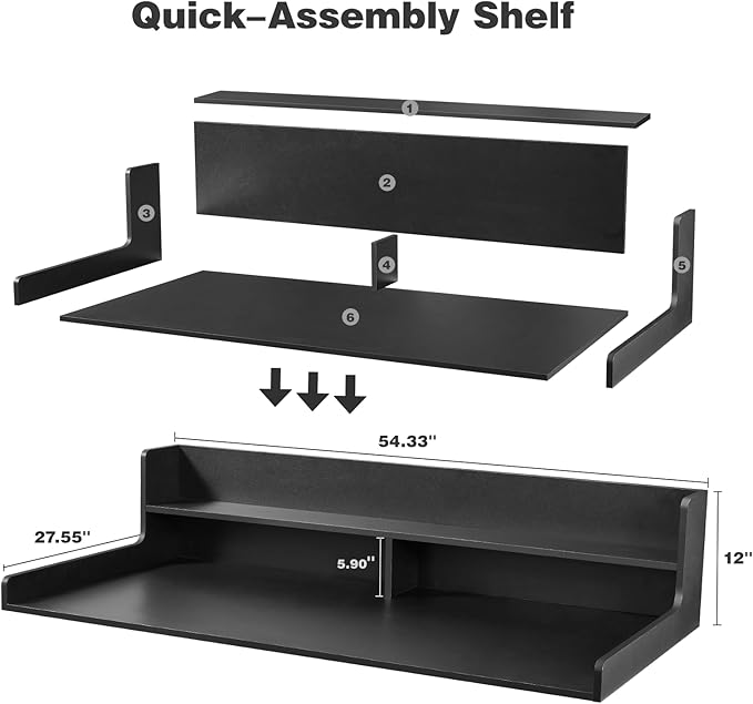 2-Tier Washer Dryer Countertop, 54" W x 27.5" D Laundry Countertop Cover with Non-Slip Pad,Large Space Laundry Topper for Laundry Room Organization (Black)