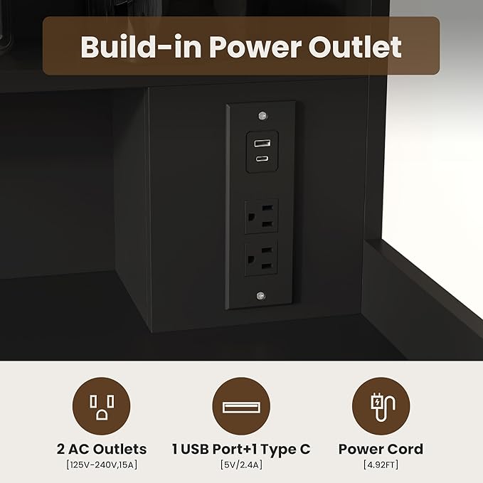 Upgraded 2-Tier Washer and Dryer Countertop with Power Outlet,54" W x 27.6" D Large Laundry Countertop for Fold Clothes, Laundry Topper with Non-Slip Pads & Metal Hooks and Storage Basket