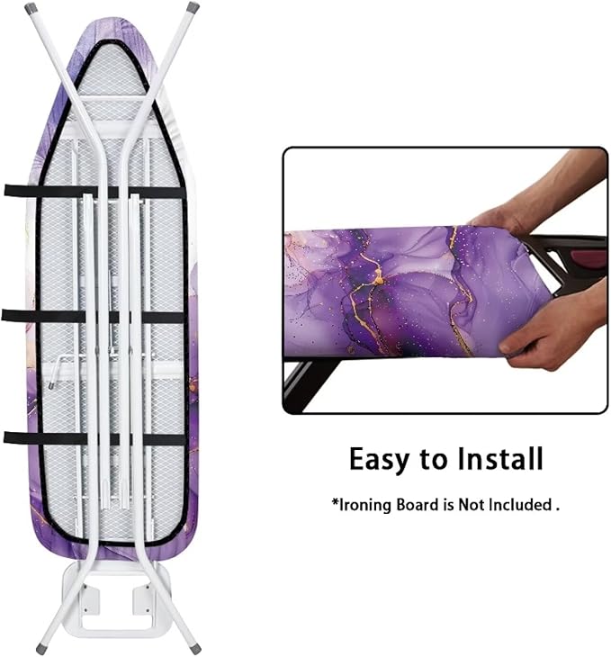 Butterfly Marble Heat & Stain Resistant Ironing Board Cloth, Durable Easy-Fit Iron Cover with Fasteners Elastic Edge Adjustable Fastener Straps for Ironing Board Decor