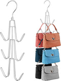 ZEDODIER Purse Organizer for Closet, 2 Pack Purse Hanger with 12 Hooks, Space Saving Handbag Organizer Bag Holder Backpack Rack Holds Multiple Purses, Metal Closet Organizers and Storage, Silver