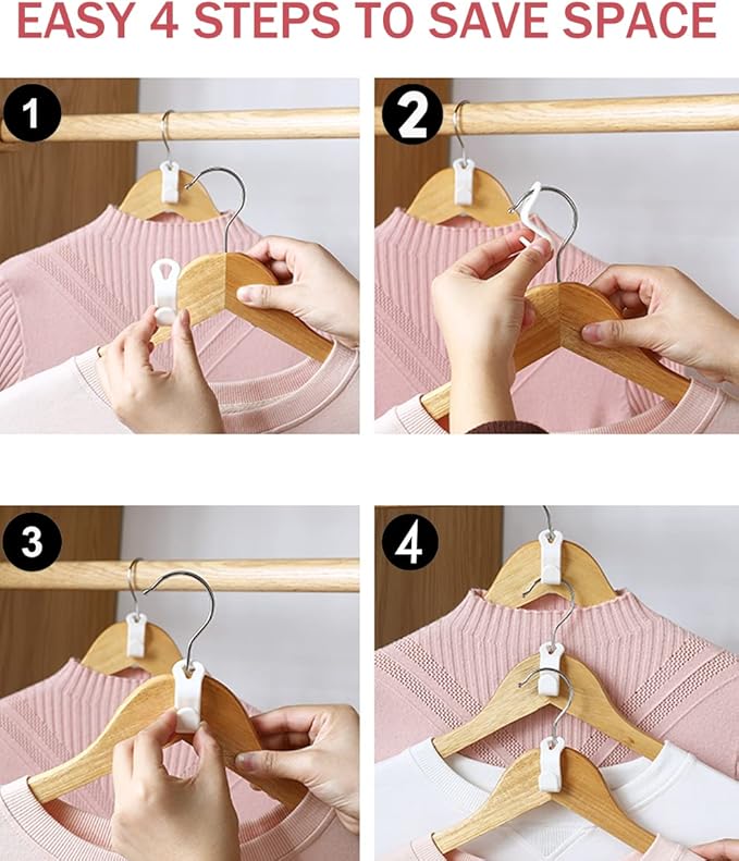 100 Pcs Clothes Hanger Connectors, Heavy Duty Plastic Extenders, Velvet Connection Hooks, Cascading Hanger Hooks for Organizer Closet Space Savers, White