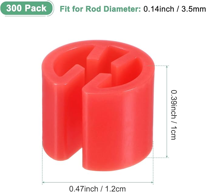 300-Pack Clothes Hanger Markers Blank, Plastic Garment Color Coded Size Clips Fit 3.5mm Rod for Clothing/Wire Hangers, Colored Coding Marker [Red]