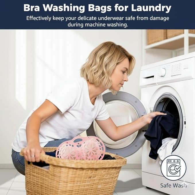 Premium Silicone Bra Washing Protector Bag – Hard Shell Bra Washer Protector Laundry & Anti-Deformation Holder for Washing Machine – Snap Closure Lingerie Delicates Wash Bag