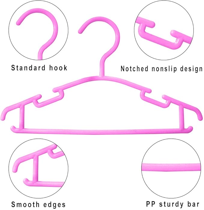 GoodtoU Baby Clothes Hangers, Non‑Slip 100 Pack Plastic Nursery Closet Hangers, Space‑Saving Toddler & Infant Hangers for Kids Clothing (Multicolor)