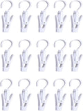 15 pcs Laundry Hooks with Clips，Clothes pins，360° Rotating Hook Clips, Hangers Clip Socks Curtain Towels Bathroom Closet Kitchen Office