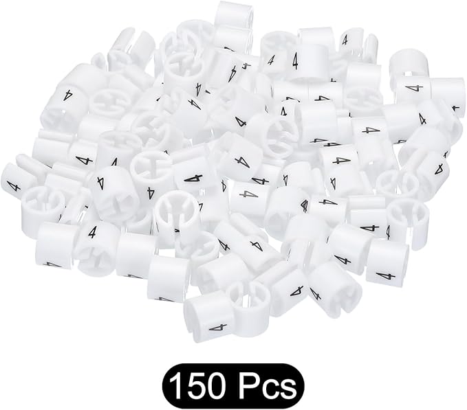 MECCANIXITY Clothes Hanger Marker Colored Hanger Sizer Garment Markers Tag (Number 4, White) for Garment Clothing Color Coding, Pack of 150 Pcs