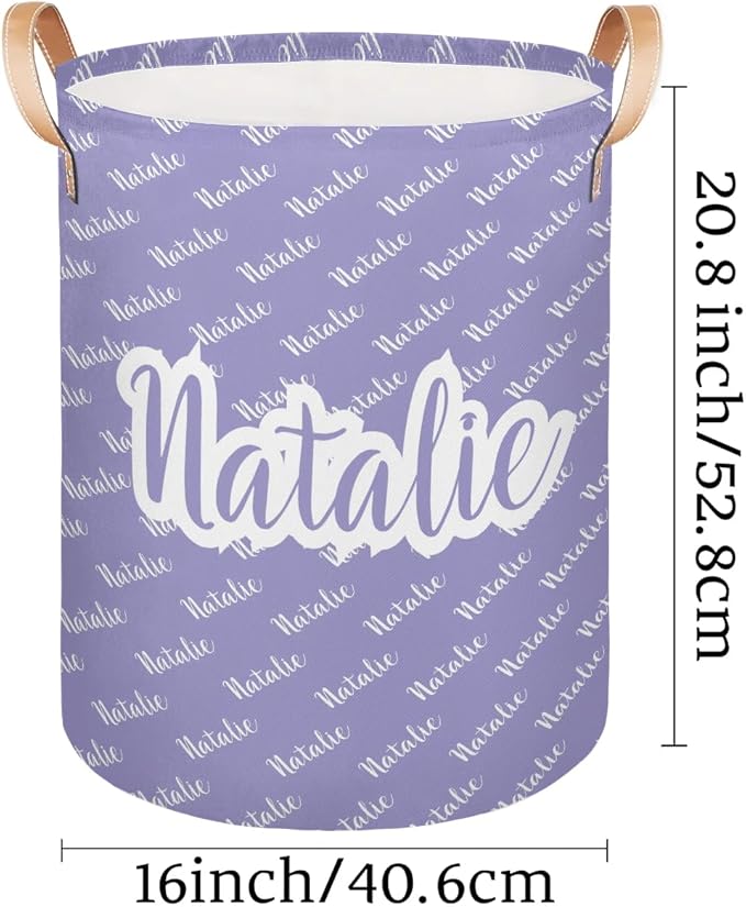 Personalized Laundry Basket, Custom Gift Laundry Hamper, Collapsible Nursery Waterproof Laundry Baskets, Dirty Clothes Toy Hamper with Handles Purple Name