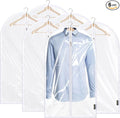 BALEINE 40'' Clear Garment Bags, 6 Packs PEVA Dress Bag for Closet Clothes Dresses Suit Coats Storage (Clear, 6PK)