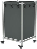 Laundry Basket with Wheels, Rolling Laundry Hamper, 38.5 Gal, Square Laundry Cart with Steel Frame and Removable Bag, 4 Casters with Brakes