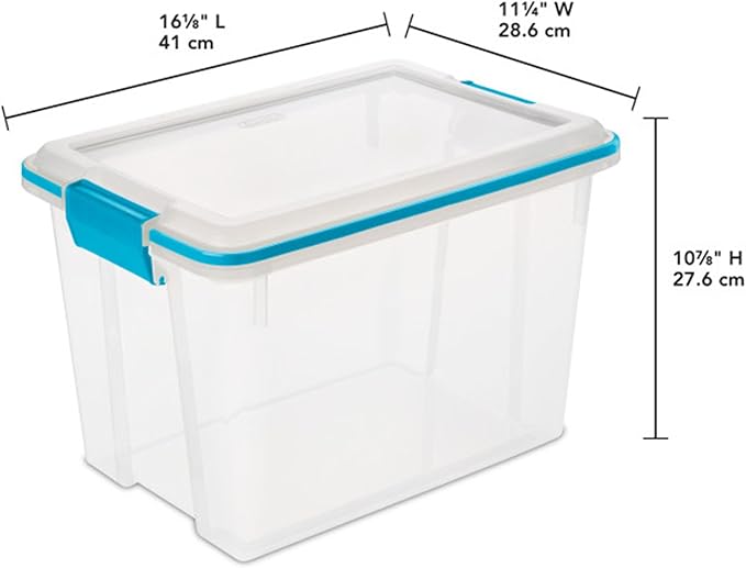 Sterilite 12-Pack Gasket Box, Weather-Resistant Storage Bins with Latching Lids, 20 Quart - Heavy-Duty Organizing Containers for Closet, Bathroom, and Office