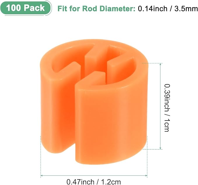 100-Pack Clothes Hanger Markers Blank, Plastic Garment Color Coded Size Clips Fit 3.5mm Rod for Clothing/Wire Hangers, Colored Coding Marker [Orange]