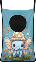 ZFRXIGN Elephant Hanging Laundry Bags for Closet Laundry Basket Flower Clothes Hamper Large Storage Organizer for Kids Bedroom, Bathroom Dirty Clothes Hampers Reusable Laundry Bag Blue