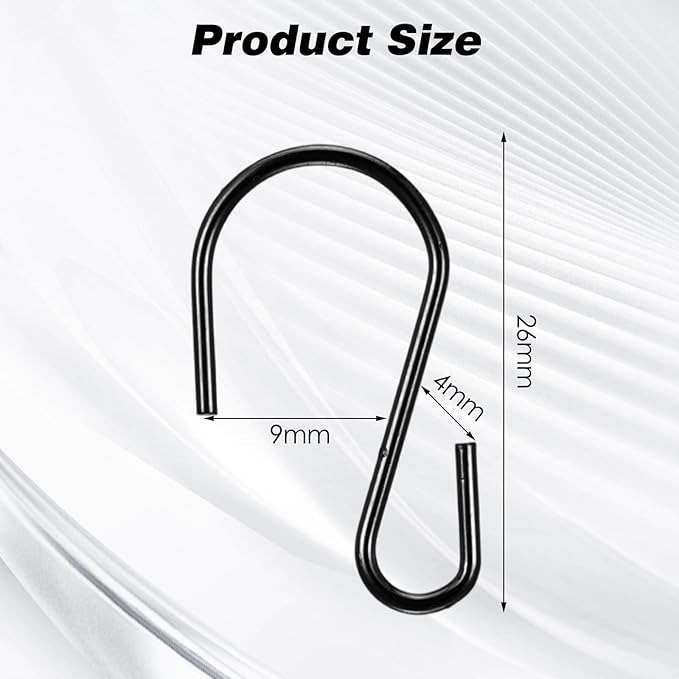 100 Pcs 1 Inch Mini S Hooks for Hanging, Metal S Shaped Hook Mini S Wire Hanger‌ Connectors Christmas Ornament Hooks for Hanging Jewelry Small Kitchenware Potted Plants(Black)