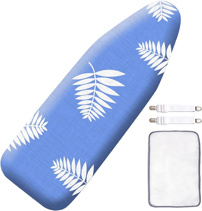 SheeChung Ironing Board Cover and Pad 15x54,Thick Ironing Board Cover with Padding Standard Size,Heavy Duty Iron Pad Cover with Elastic Edge & Adjustable Fastener,Full Size Scorch Resistant Padding