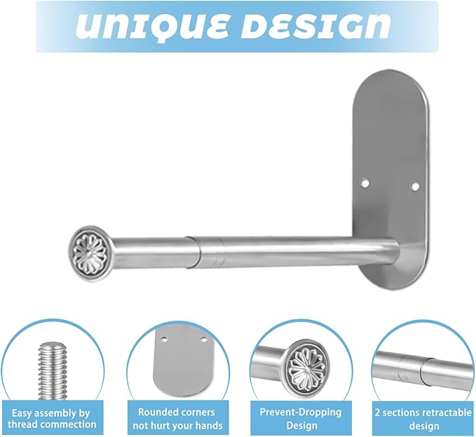 2-Section Stainless Steel Clothes Hanger Storage, Retractable Space Saving Clothes Hanger Storage Organizer, Wall Mount Clothes Rack Organizer, Adhesive or Drilling Installation(Length 13.7")