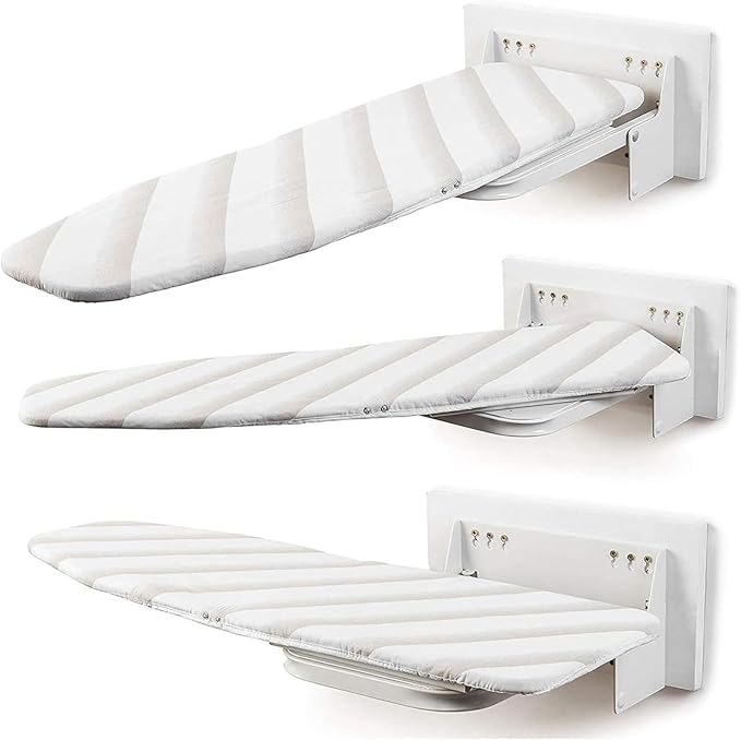 uyoyous Heavy Duty Ironing Board Wall Mounted 37.8x11.8 Inch, Foldable Space-Saving Ironing Holder with Heat Resistant Cover, Perfect for Small Spaces, Home & Laundry Room
