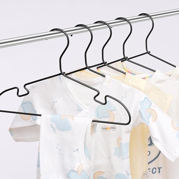 20-Pack Black Aluminum Hanger, 12.6-inch Kids Baby Hangers, Sturdy Metal Kids Hangers for Wardrobe, Space-Saving Toddler Hanger