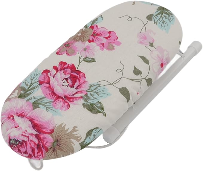 Ironing Board, Heat Resistant Mini Iron Board Foldable Tabletop Ironing Board Portable Iron Board Clothes Ironing Accessories for Home Dorm (Peony Flower)