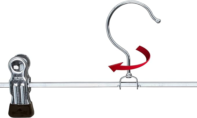 Mawa by Reston Lloyd Non Slip-Space Saving Clothing Hanger for Pant/Skirt with Two Non-Slip Clips, Style K/40D, 15.75", Set of 250, Black