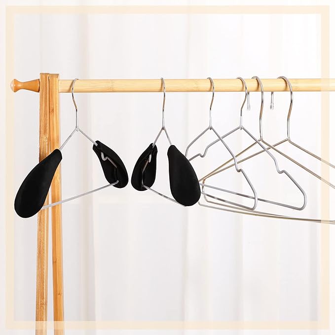 8 Pieces Velvet Hanger Shoulder Pads Over Hanger Pads Black Form Shoulder Shaper Protectors for Coat Sweaters Racks are Not Included, 0.21 Inch Thickness