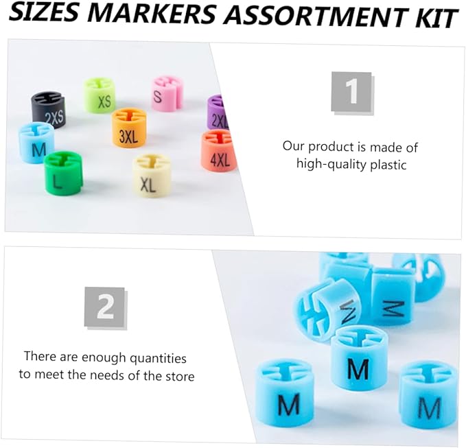 90Pcs Plastic Clothes Hanger Markers Color-Coding Tags Assortment Kit for Organizing Garments Includes XXS to Markers for Easy Identification