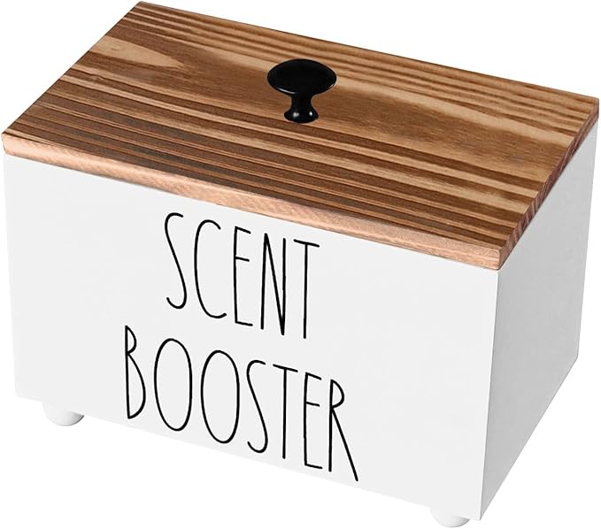 CHONIC Laundry Scent Booster Container, Farmhouse Scent Beads Storage Organization, Rustic Wood Dispenser for Clothing Fragrance Beads, Laundry Room Powder Box, Laundry Detergent Organizer Bin