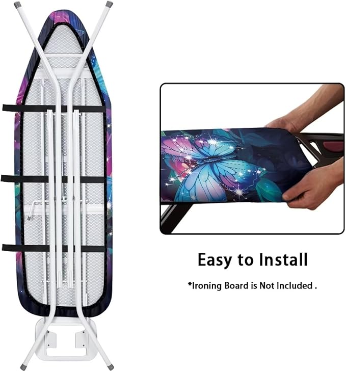 Flashideas Butterfly Rose Ironing Board Cover and Pad 15 x 54 Heavy Duty Iron Board Covers Standard Size Padding Decorative Covers for Most Iron Boards Ironing Pad Cover
