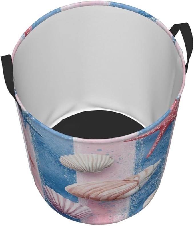 Ocean Seashell And Starfish Print Laundry Basket For Storage Bins Gift Baskets Bedroom Clothes Hamper