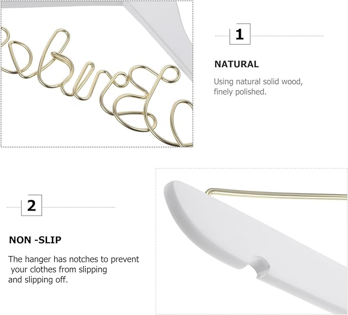 Garneck Bridal Hanger Wedding Hanger Nonslip s Wire s Bride Wedding Clothes Wood, Iron Dress Rack Bridegroom Clothing Bride for Dress