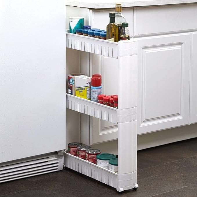 The Lakeside Collection Rolling Cart - 3-Tier Rolling Storage Cart