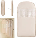 Space Saving Hanging Compression Garment Bag with Zipper for Closet Storage, Hanging Clothes Storage Bag, Garment Covers for Coats and Down Jackets, Beige, L