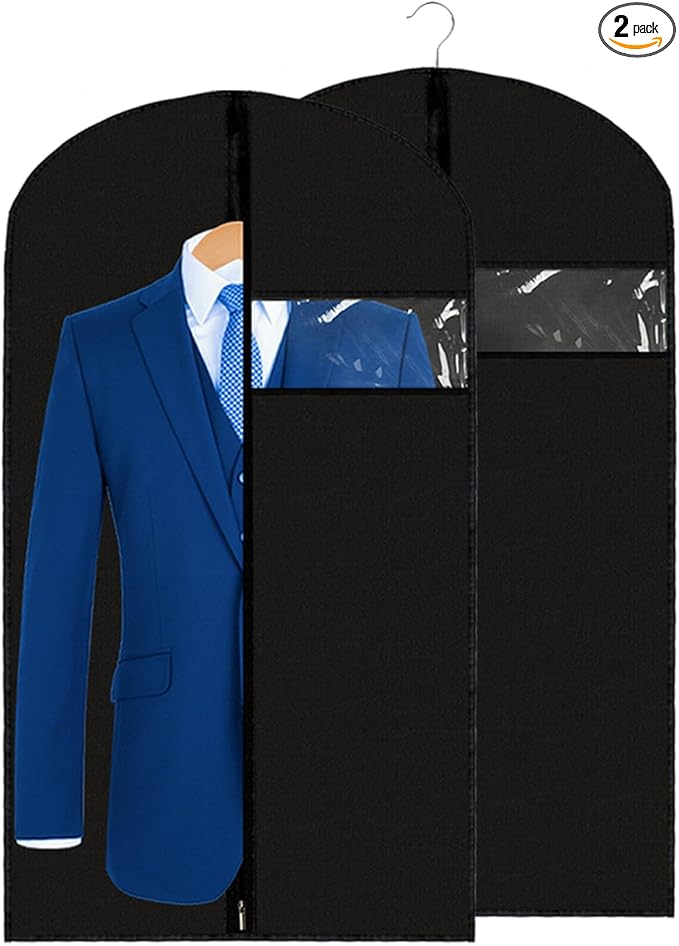 Garment Bags Garment Covers 24 x 43 Inch, 2 Packs PEVA Suit Bags for Hanging Clothes, Suit Covers on Closet or Travel for Suits, T-shirts and Jackets