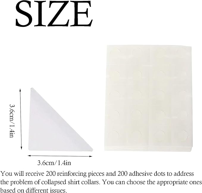 400pcs Collar Stays - 200pcs Collar Stays for Shirts and 200pcs Dots for Men’s Dress Shirts Women Any Shirt With Collar