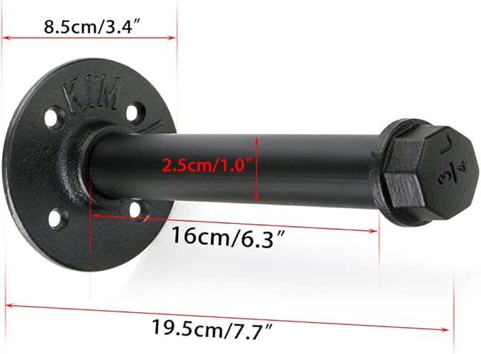 Sumnacon Industrial Pipe Clothing Bar 7.7 Inch, 4 Pack Wall-Mounted Metal Coat Rack Rod Holder for Space Saving, Heavy Duty Retro Garment Clothes Hanger Hooks for Bathroom Bedroom Entryway Closet
