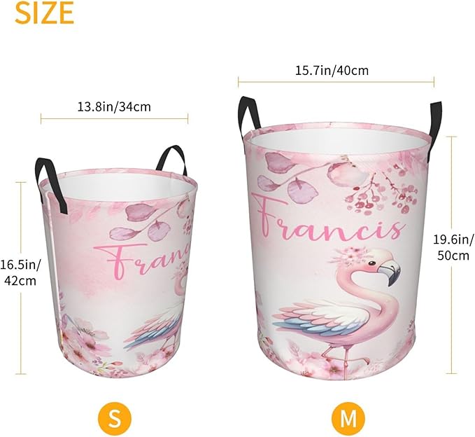 Personalized Flamingo Laundry Basket For Baby Kids Boys Girls Adult Custom Hamper Basket With Name For Bathroom Bedrooms Collapsible Baby Laundry Basket, Dirty Clothes Hamper With Handles