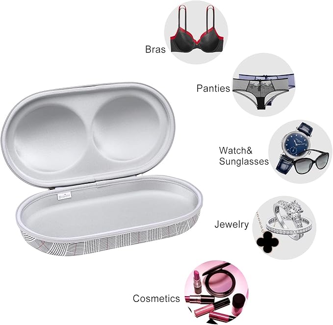 Bra Case Premium Lingerie Travel Bag Zip Underwear Organizer Bag for A-C Cup (Swallow Gird, Red)