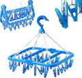 Foldable 32 Clips Laundry Hanger Clothes Drip Drying Rack Clothesline Hanging Rack