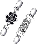 Vintage Sweater Clips Shawl Dresses Shirt Clips Retro Cardigan Collar Chain Clips Brooch Pins for Women