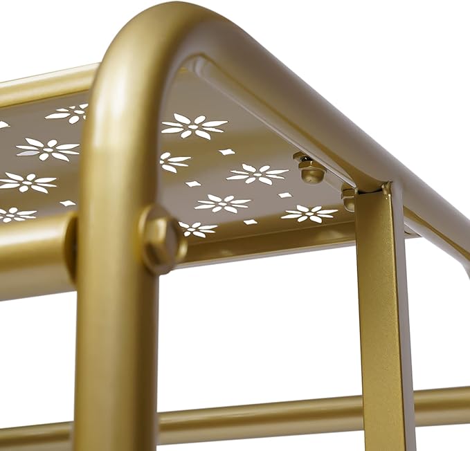 Heavy Duty Gold Clothing, Commercial Gold Rack for Clothes Retail Display Clothes Rack Double Rod Clothing Display Rack Floor Standing Metal Garment Rack for Clothing Stores Iron
