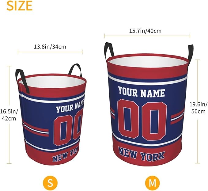 Custom New York Laundry Hamper Personalized Laundry Basket Customized Name And Number Collapsible Storage Basket for Bedroom Bathroom Living Room Gifts